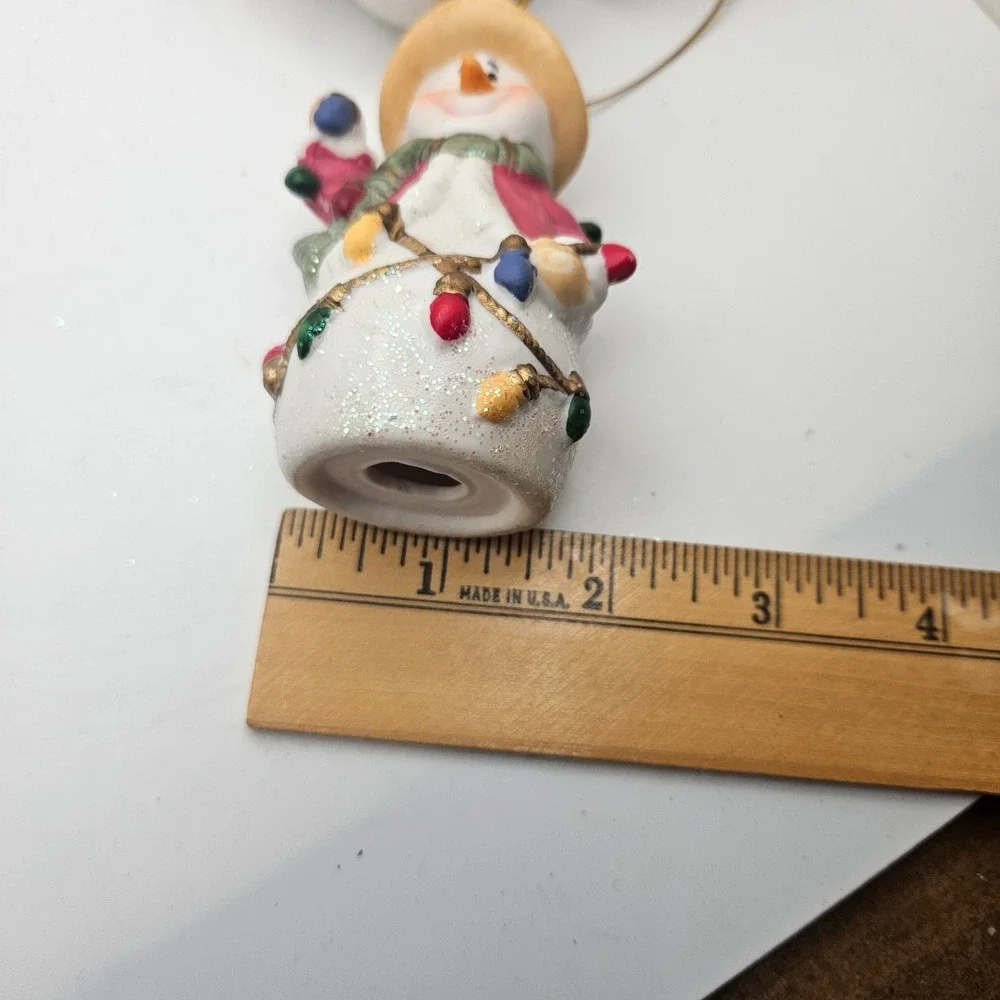Vintage‎ Snowman Christmas Ornaments Set of 3 Ceramic Light Bulb Garland Holiday
